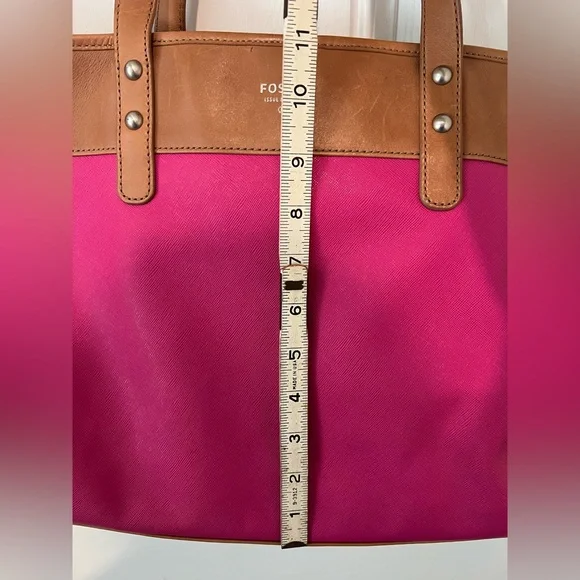 Fossil Women's Sydney Shopper Shoulder Tote Bag Purse Magenta Pink Fuschia EUC! - Picture 13 of 16